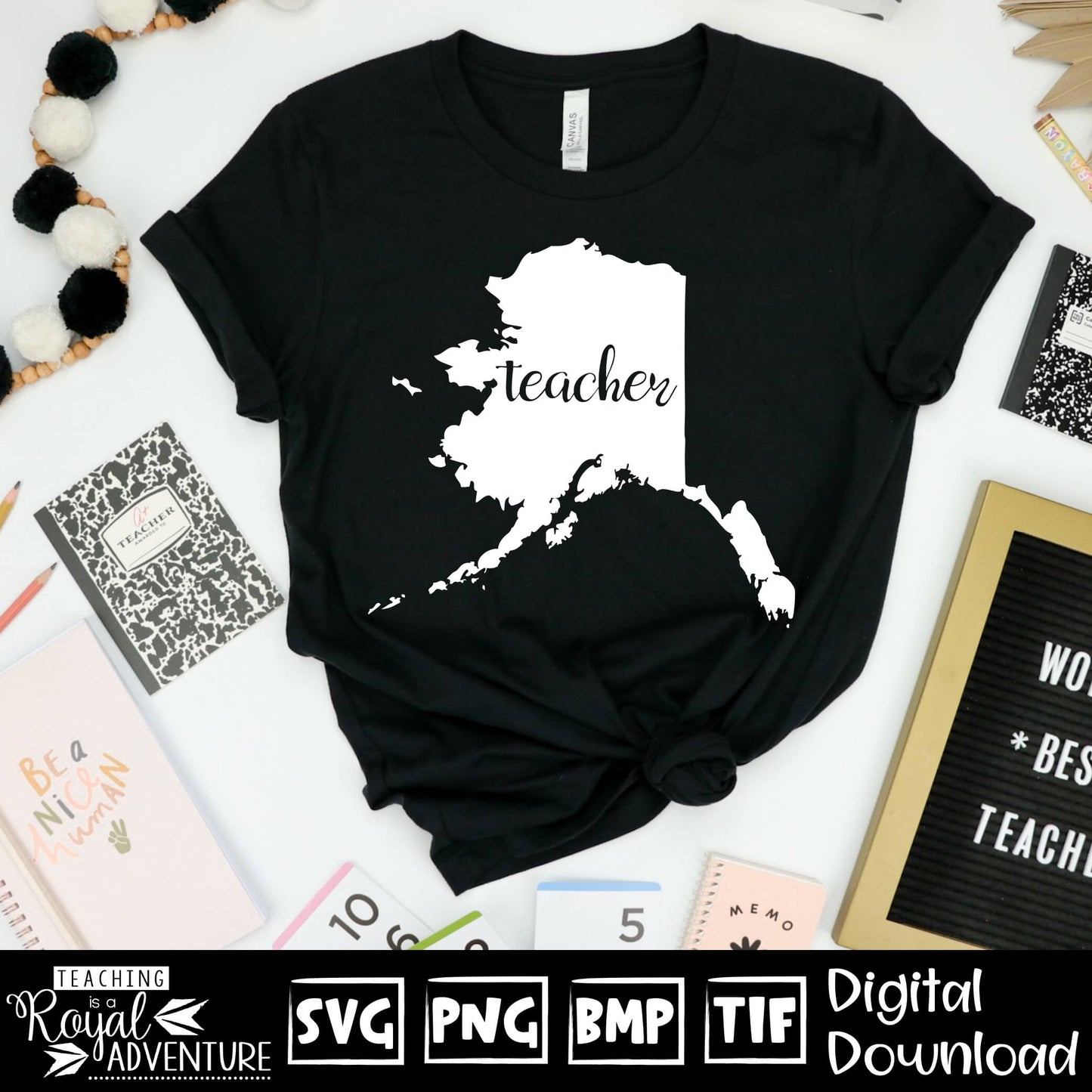 Alaska Teacher SVG, teacher Svg, teacher state Svg, teacher shirt Svg, teacher Png, Digital Download Files, Sublimation Designs