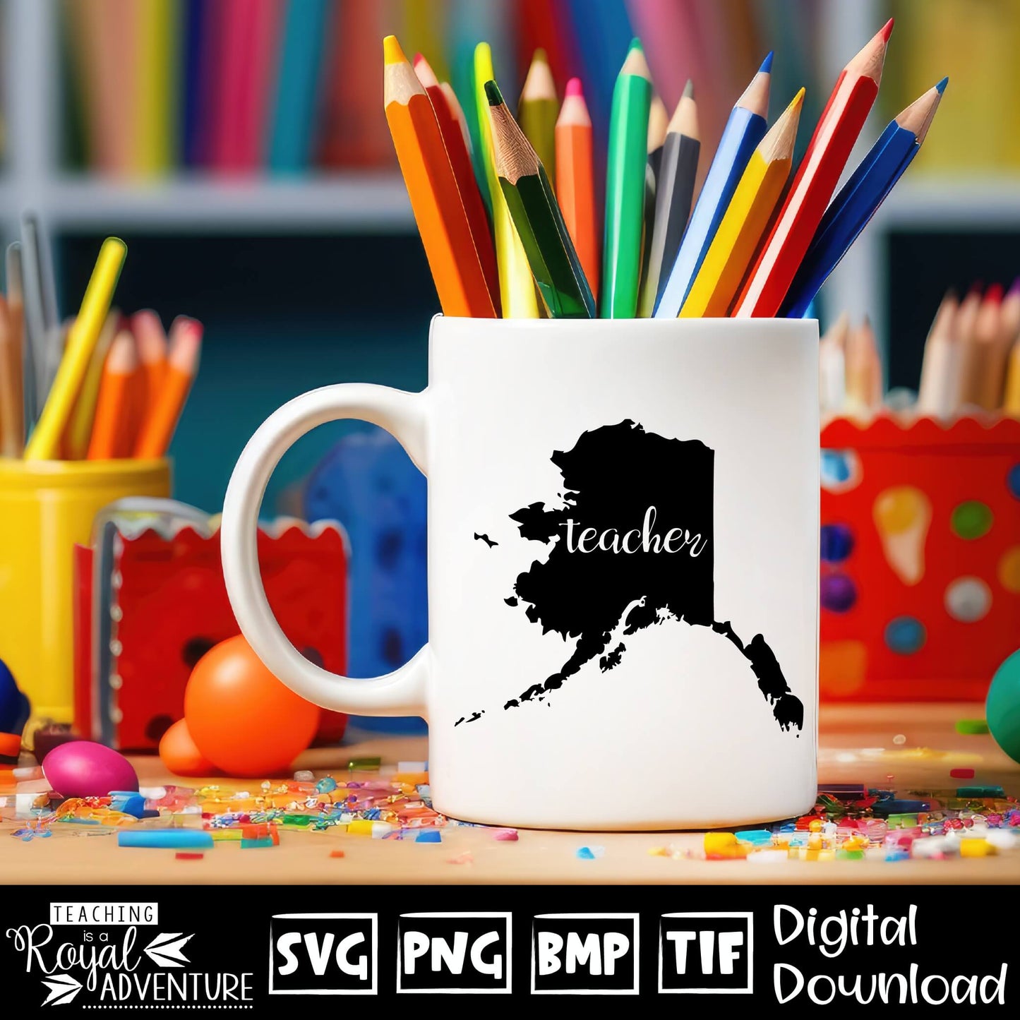 Alaska Teacher SVG, teacher Svg, teacher state Svg, teacher shirt Svg, teacher Png, Digital Download Files, Sublimation Designs