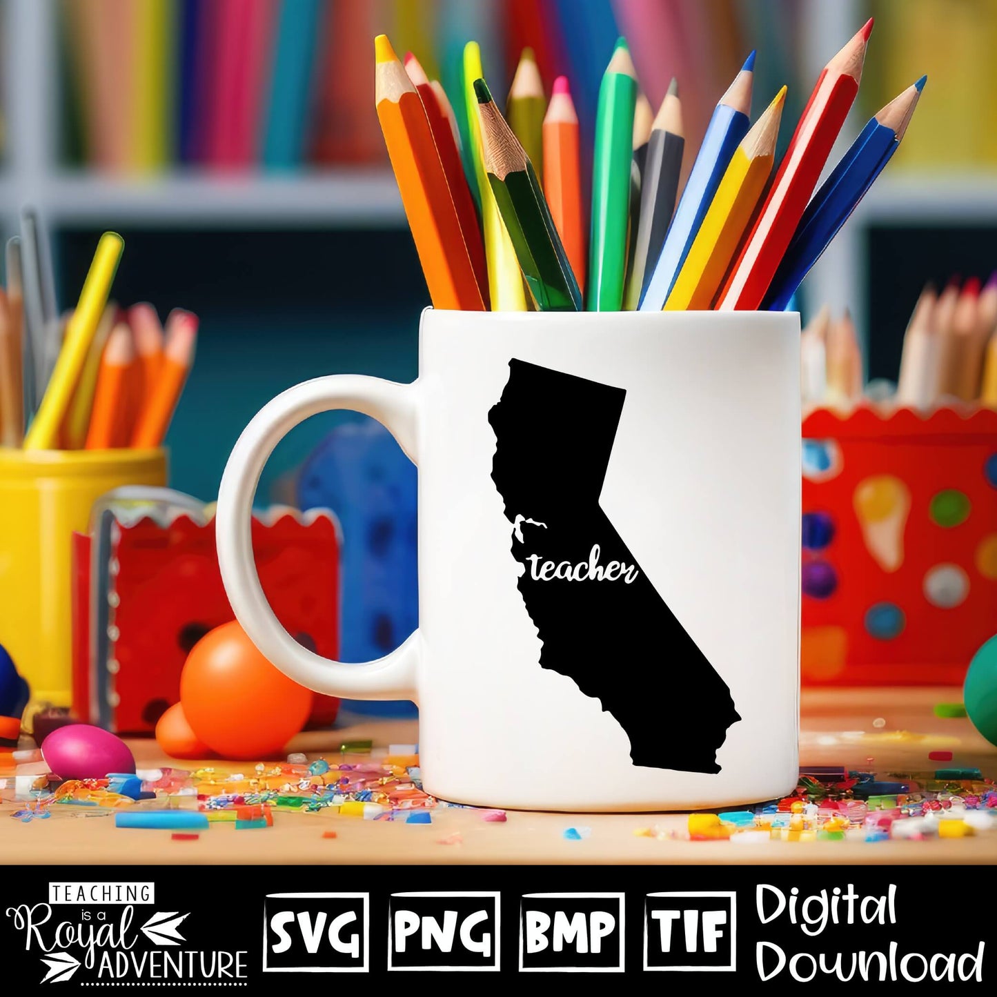 California Teacher SVG, teacher Svg, teacher state Svg, teacher shirt Svg, teacher Png, Digital Download Files, Sublimation Designs