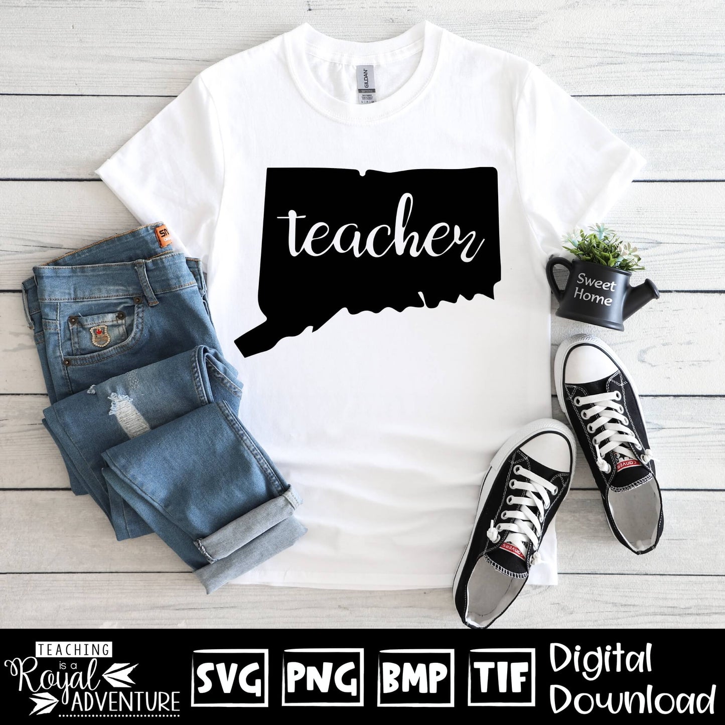 Connecticut Teacher SVG, teacher Svg, teacher state Svg, teacher shirt Svg, teacher Png, Digital Download Files, Sublimation Designs