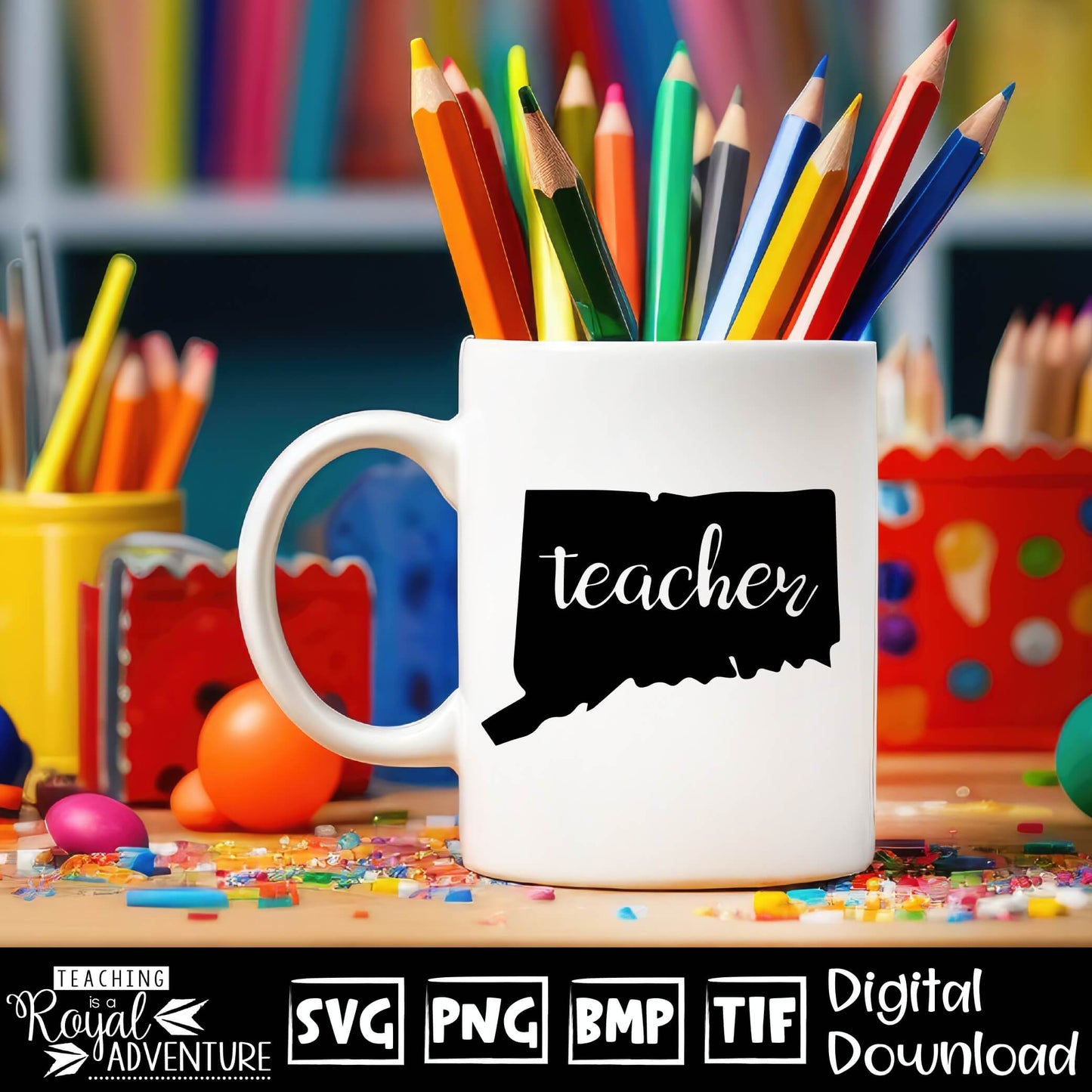 Connecticut Teacher SVG, teacher Svg, teacher state Svg, teacher shirt Svg, teacher Png, Digital Download Files, Sublimation Designs