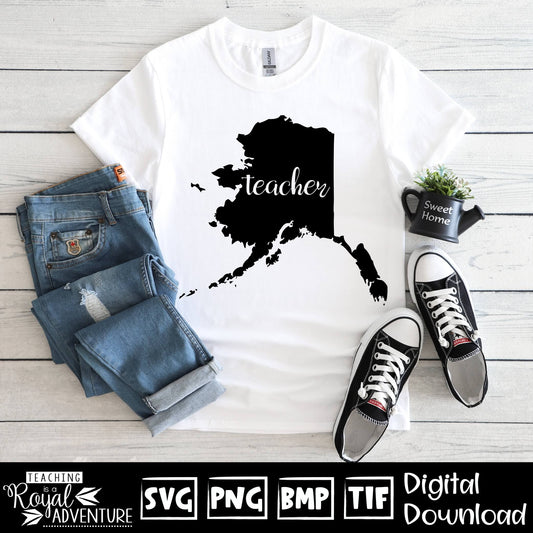Alaska Teacher SVG, teacher Svg, teacher state Svg, teacher shirt Svg, teacher Png, Digital Download Files, Sublimation Designs
