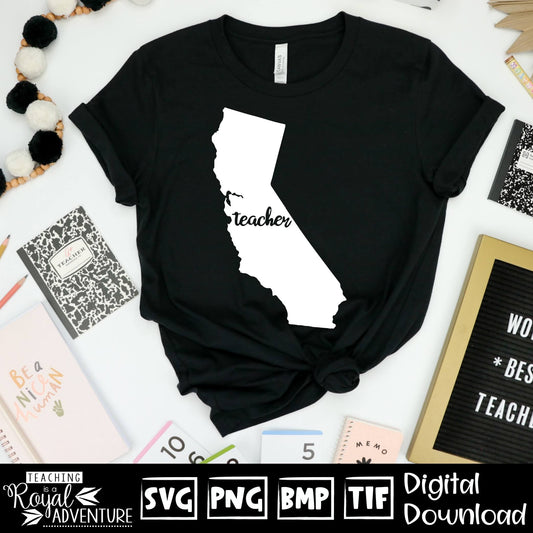 California Teacher SVG, teacher Svg, teacher state Svg, teacher shirt Svg, teacher Png, Digital Download Files, Sublimation Designs