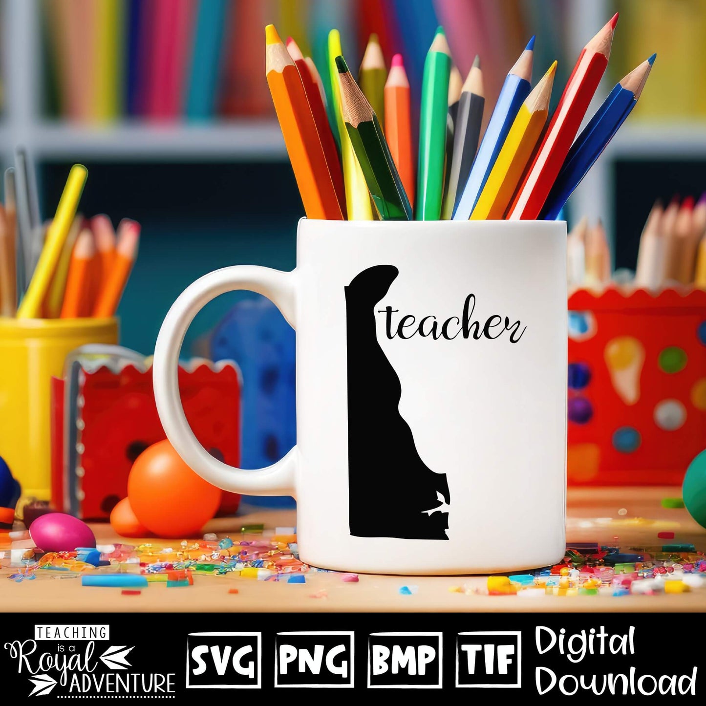 Delaware Teacher SVG, teacher Svg, teacher state Svg, teacher shirt Svg, teacher Png, Digital Download Files, Sublimation Designs