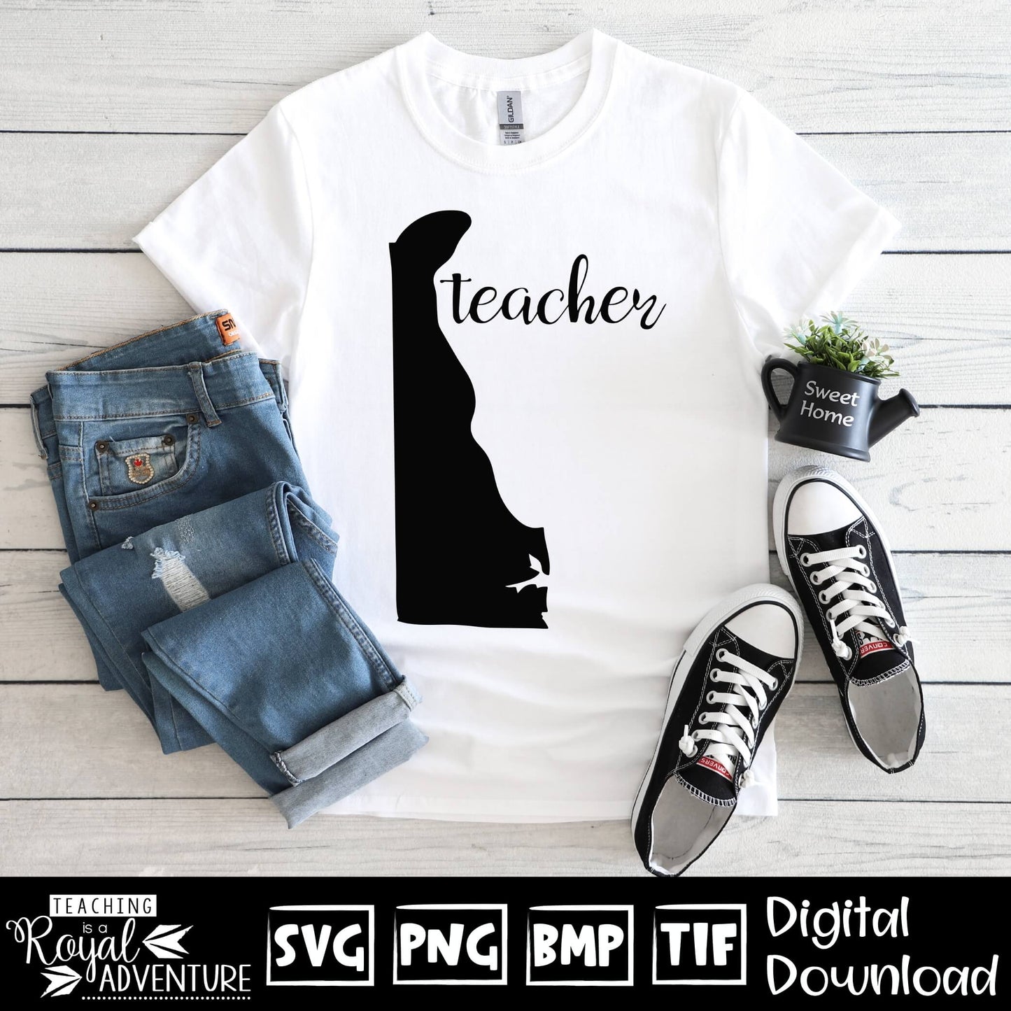 Delaware Teacher SVG, teacher Svg, teacher state Svg, teacher shirt Svg, teacher Png, Digital Download Files, Sublimation Designs