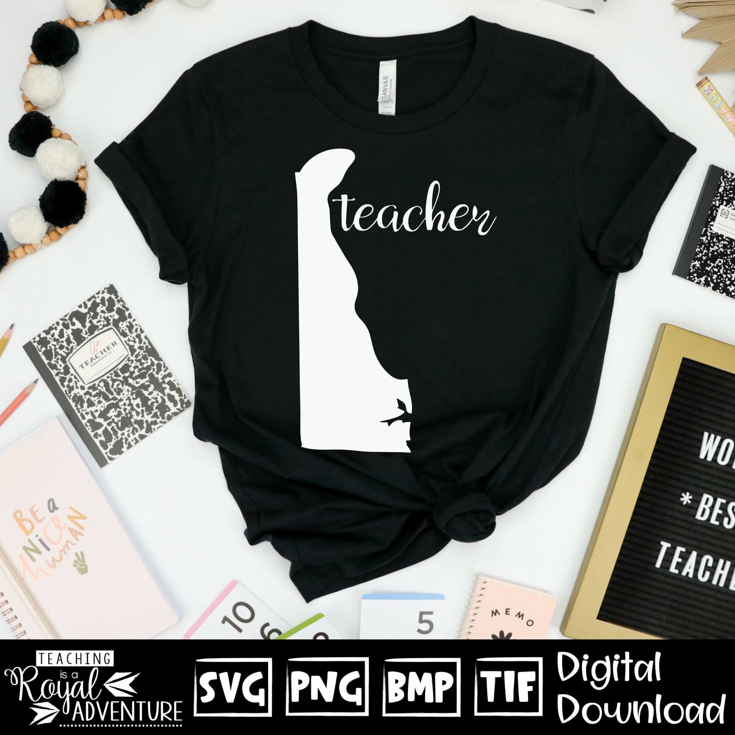 Delaware Teacher SVG, teacher Svg, teacher state Svg, teacher shirt Svg, teacher Png, Digital Download Files, Sublimation Designs