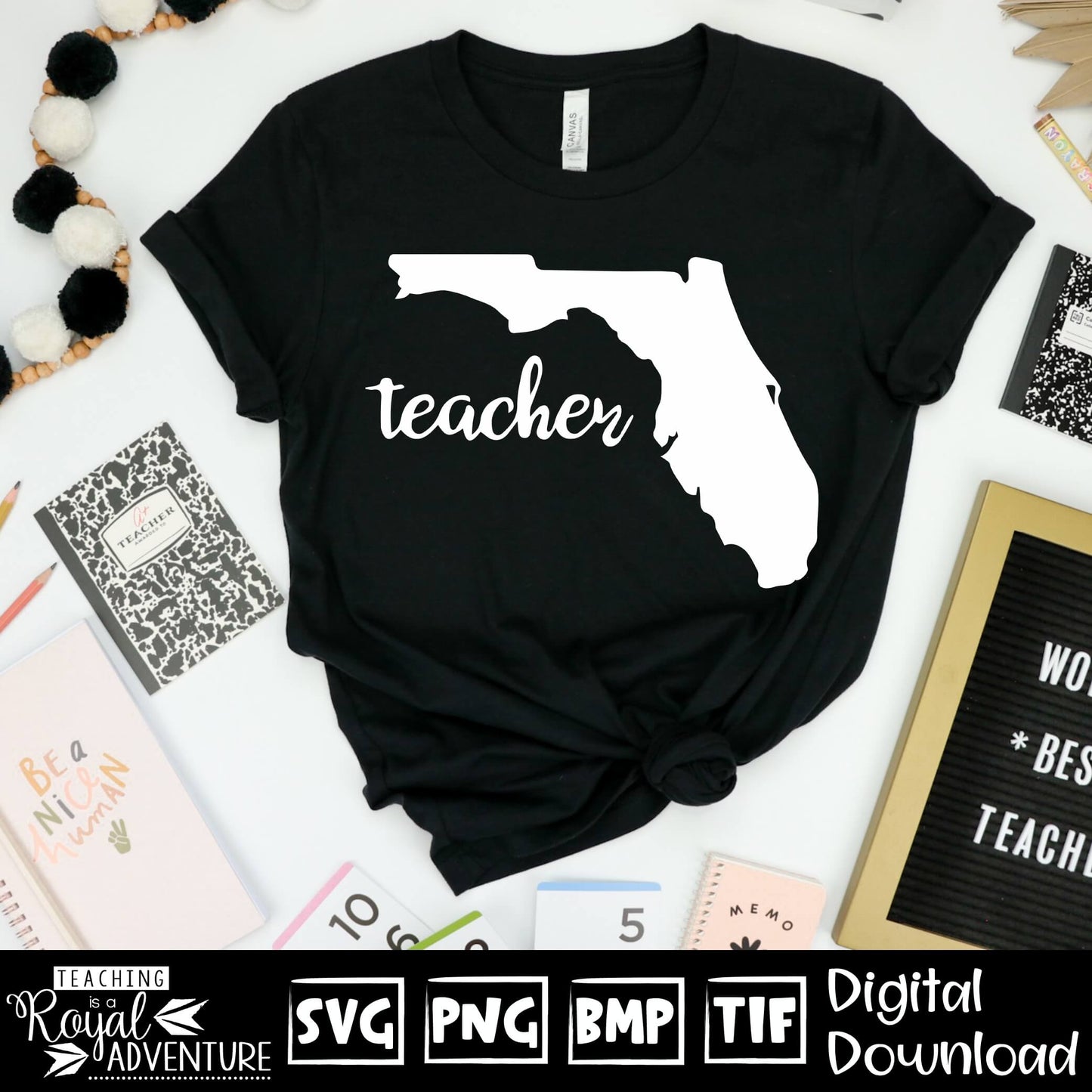 Florida Teacher SVG, teacher Svg, teacher state Svg, teacher shirt Svg, teacher Png, Digital Download Files, Sublimation Designs