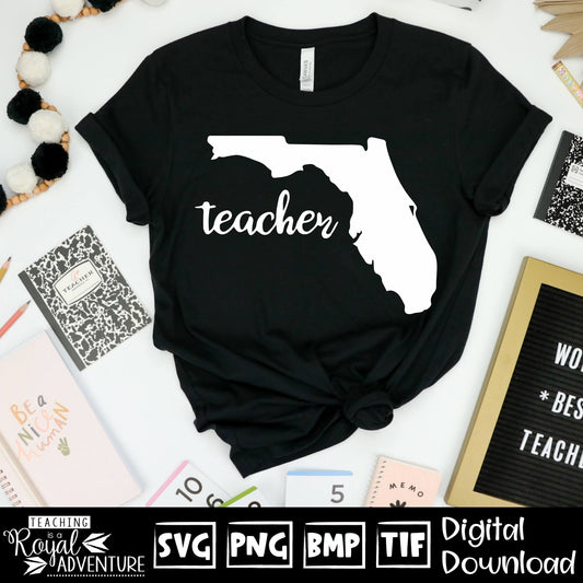 Florida Teacher SVG, teacher Svg, teacher state Svg, teacher shirt Svg, teacher Png, Digital Download Files, Sublimation Designs