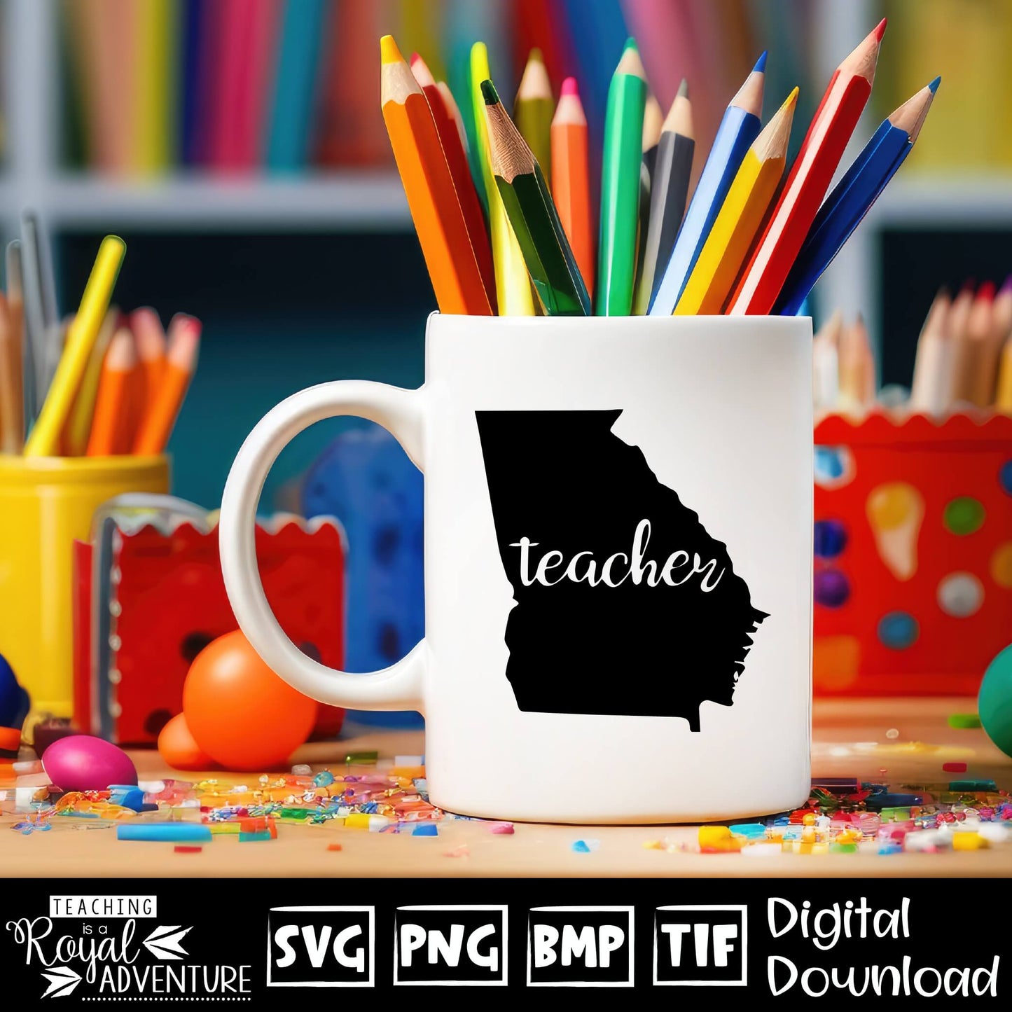 Georgia Teacher SVG, teacher Svg, teacher state Svg, teacher shirt Svg, teacher Png, Digital Download Files, Sublimation Designs