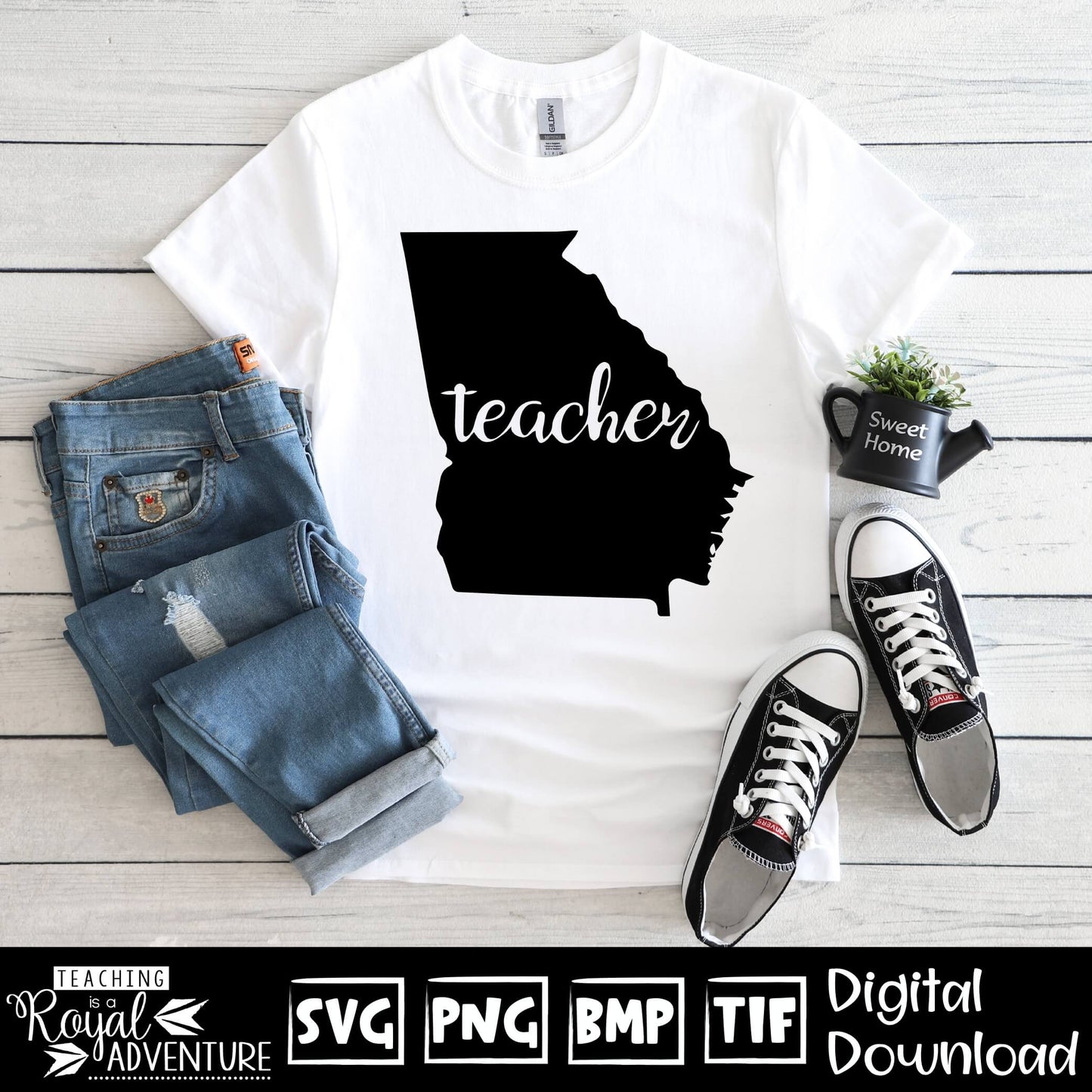Georgia Teacher SVG, teacher Svg, teacher state Svg, teacher shirt Svg, teacher Png, Digital Download Files, Sublimation Designs