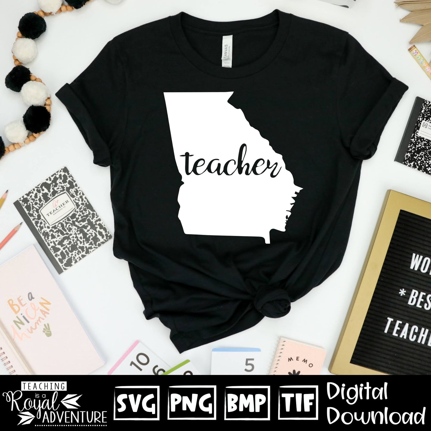 Georgia Teacher SVG, teacher Svg, teacher state Svg, teacher shirt Svg, teacher Png, Digital Download Files, Sublimation Designs