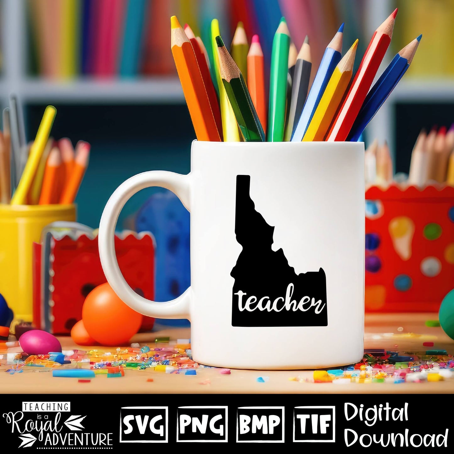 Idaho Teacher SVG, teacher Svg, teacher state Svg, teacher shirt Svg, teacher Png, Digital Download Files, Sublimation Designs