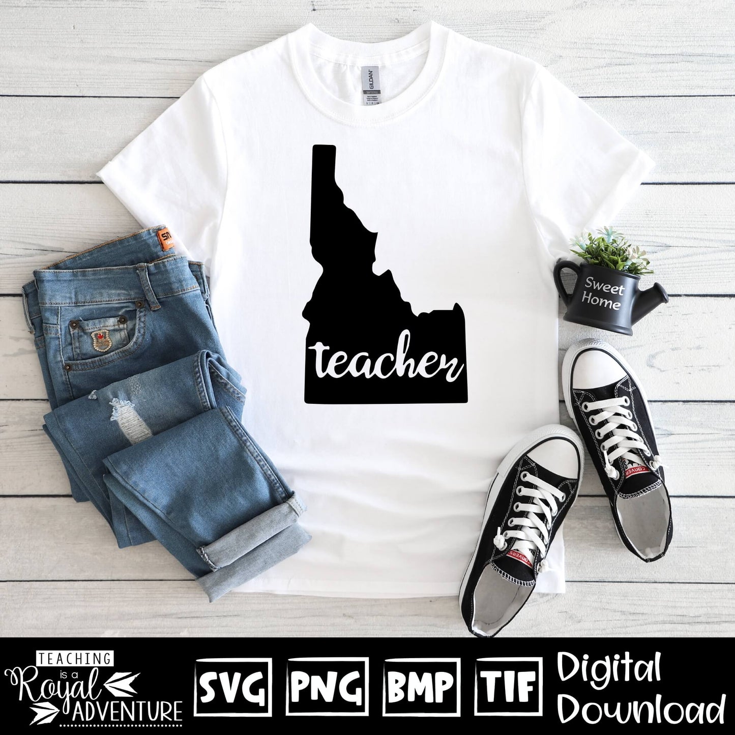 Idaho Teacher SVG, teacher Svg, teacher state Svg, teacher shirt Svg, teacher Png, Digital Download Files, Sublimation Designs