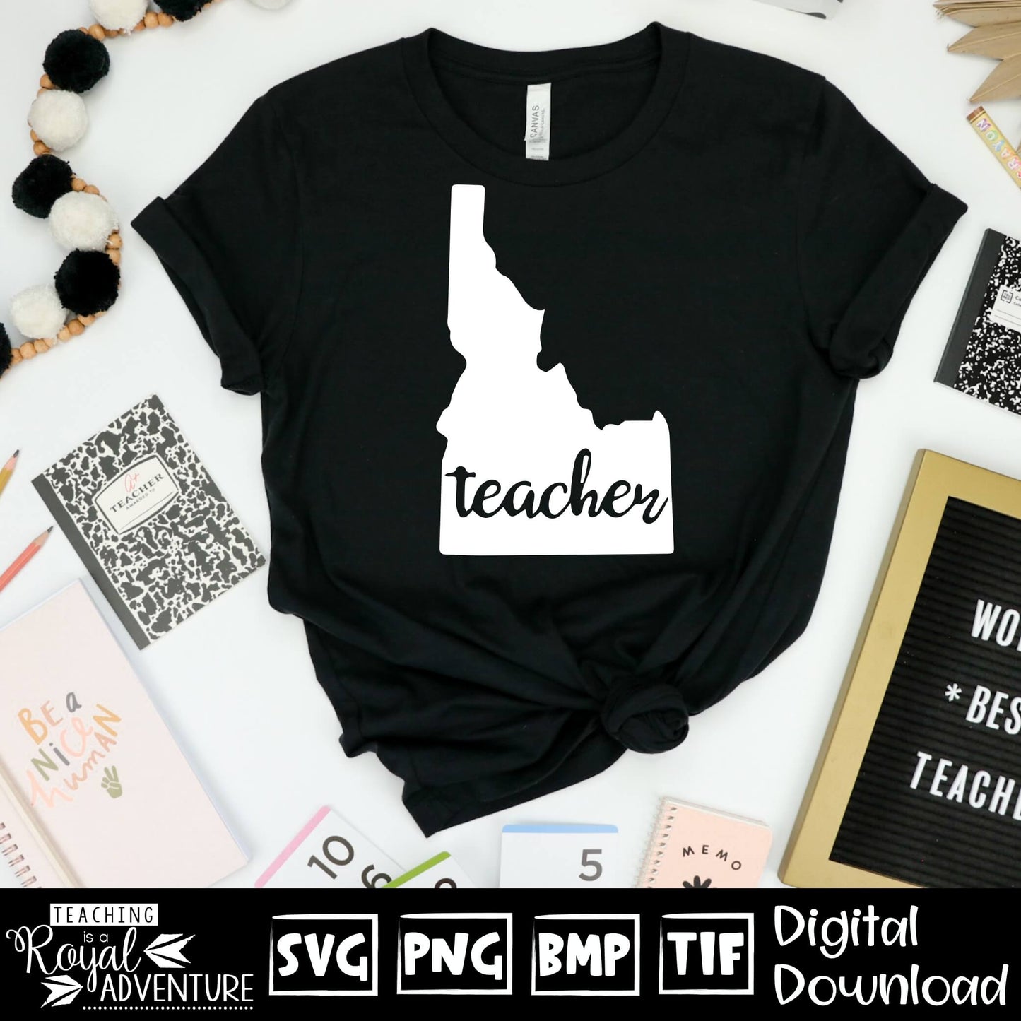 Idaho Teacher SVG, teacher Svg, teacher state Svg, teacher shirt Svg, teacher Png, Digital Download Files, Sublimation Designs