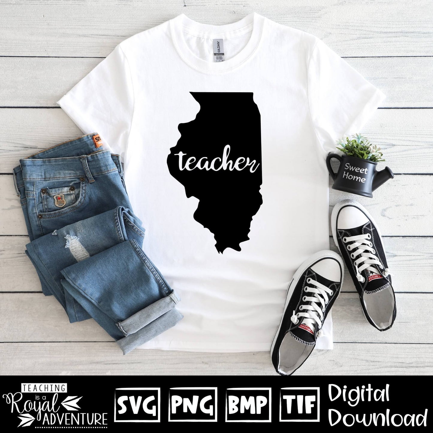 Illinois Teacher SVG, teacher Svg, teacher state Svg, teacher shirt Svg, teacher Png, Digital Download Files, Sublimation Designs
