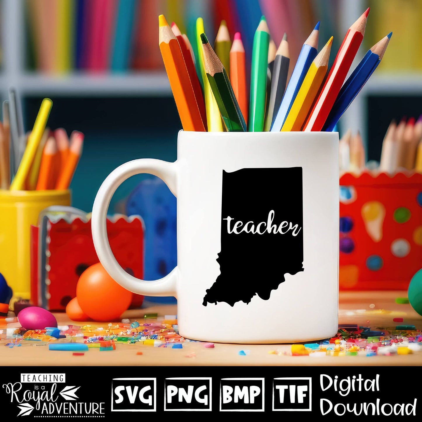 Indiana Teacher SVG, teacher Svg, teacher state Svg, teacher shirt Svg, teacher Png, Digital Download Files, Sublimation Designs