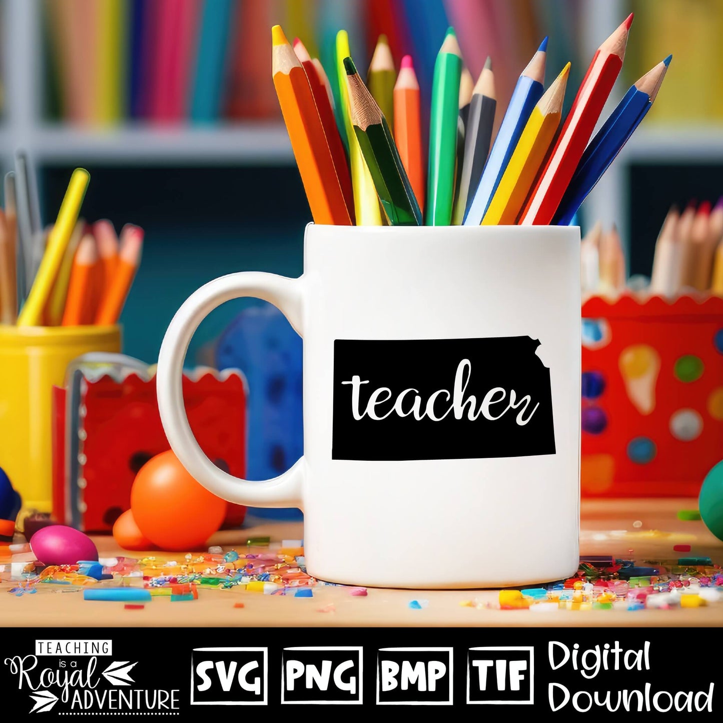 Kansas Teacher SVG, teacher Svg, teacher state Svg, teacher shirt Svg, teacher Png, Digital Download Files, Sublimation Designs