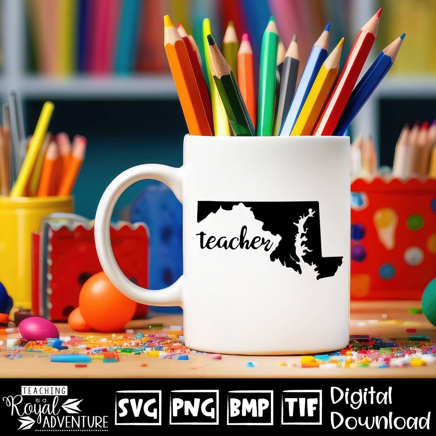 Maryland Teacher SVG, teacher Svg, teacher state Svg, teacher shirt Svg, teacher Png, Digital Download Files, Sublimation Designs