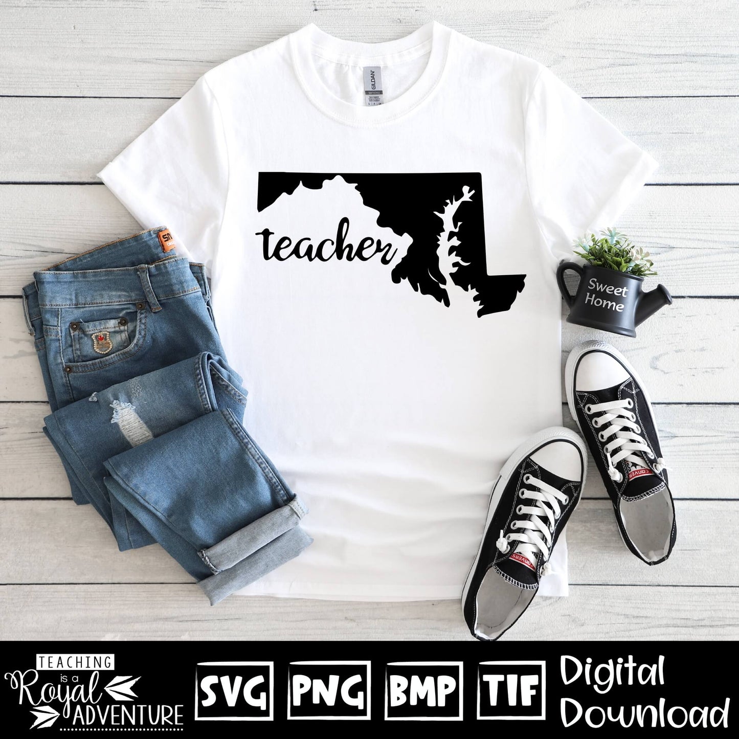 Maryland Teacher SVG, teacher Svg, teacher state Svg, teacher shirt Svg, teacher Png, Digital Download Files, Sublimation Designs