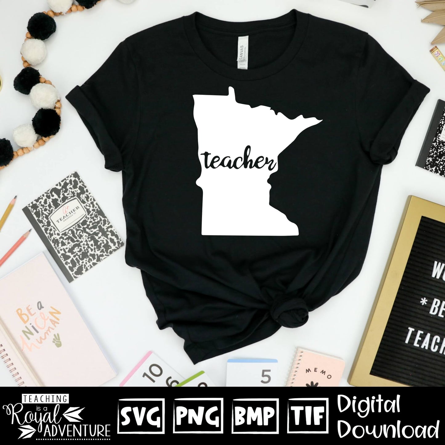 Minnesota Teacher SVG, teacher Svg, teacher state Svg, teacher shirt Svg, teacher Png, Digital Download Files, Sublimation Designs