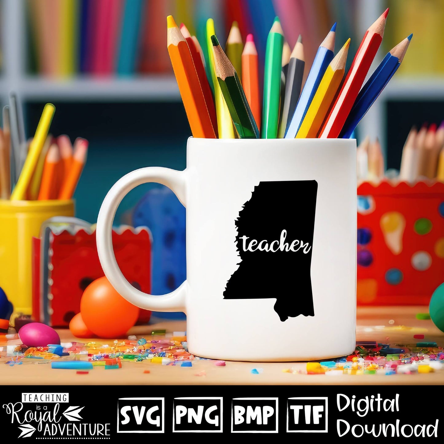 Mississippi Teacher SVG, teacher Svg, teacher state Svg, teacher shirt Svg, teacher Png, Digital Download Files, Sublimation Designs