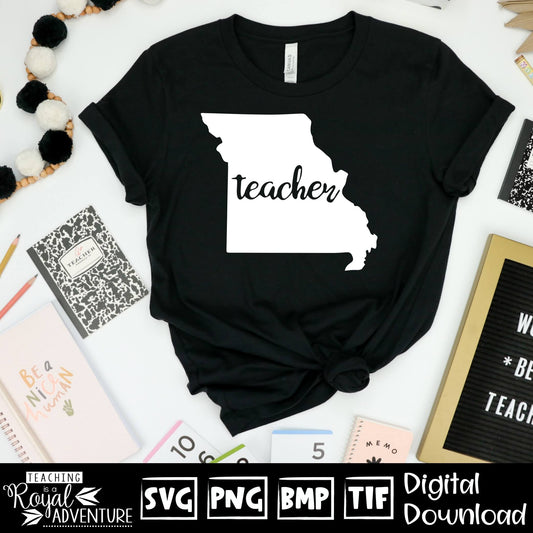 Missouri Teacher SVG, teacher Svg, teacher state Svg, teacher shirt Svg, teacher Png, Digital Download Files, Sublimation Designs