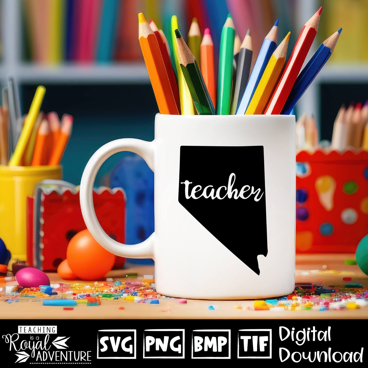 Nevada Teacher SVG, teacher Svg, teacher state Svg, teacher shirt Svg, teacher Png, Digital Download Files, Sublimation Designs