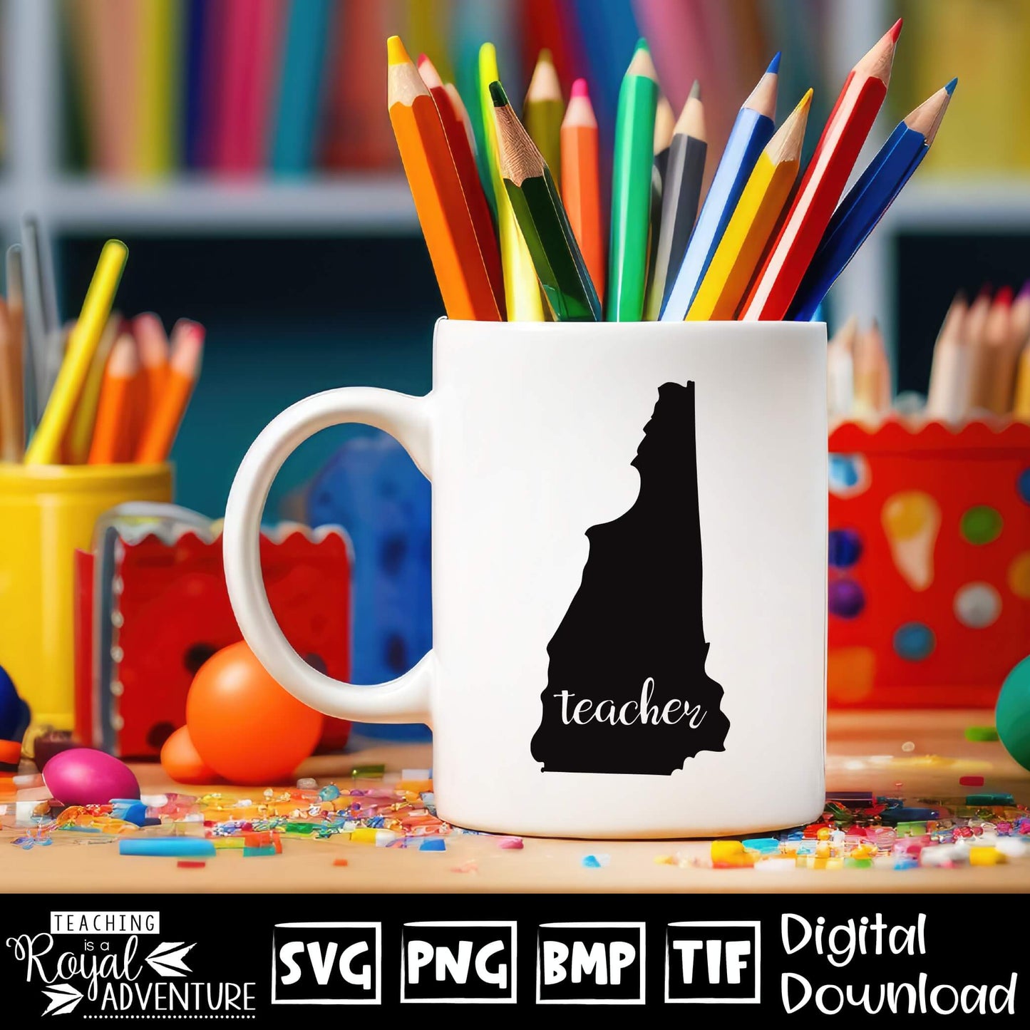 New Hampshire Teacher SVG, teacher Svg, teacher state Svg, teacher shirt Svg, teacher Png, Digital Download Files, Sublimation Designs