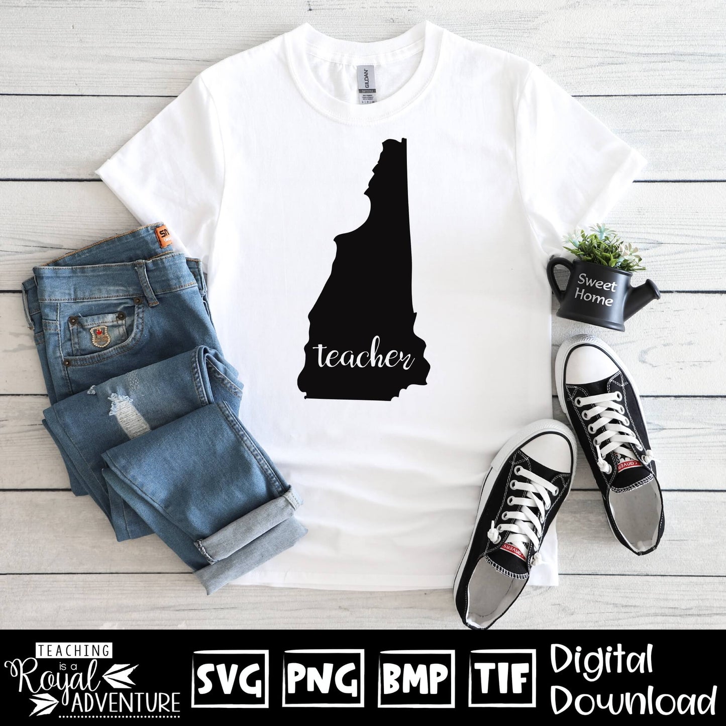New Hampshire Teacher SVG, teacher Svg, teacher state Svg, teacher shirt Svg, teacher Png, Digital Download Files, Sublimation Designs