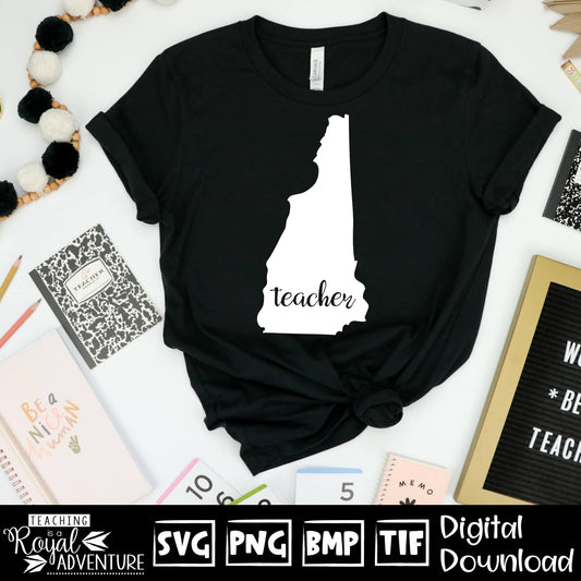 New Hampshire Teacher SVG, teacher Svg, teacher state Svg, teacher shirt Svg, teacher Png, Digital Download Files, Sublimation Designs
