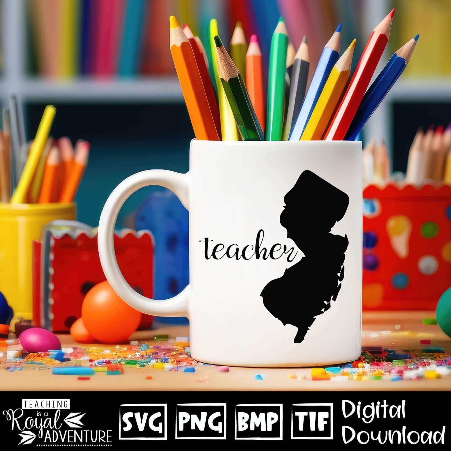 New Jersey Teacher SVG, teacher Svg, teacher state Svg, teacher shirt Svg, teacher Png, Digital Download Files, Sublimation Designs