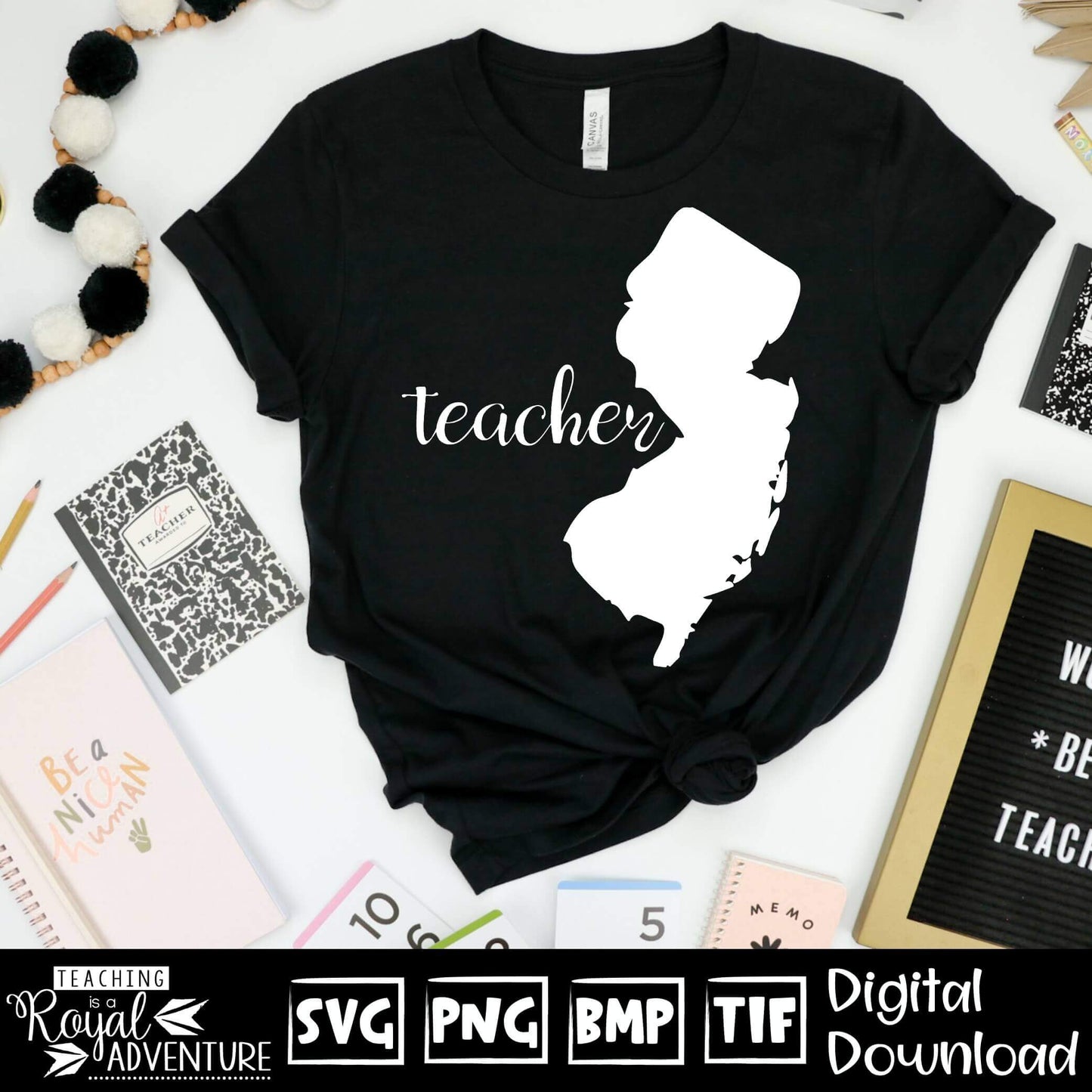 New Jersey Teacher SVG, teacher Svg, teacher state Svg, teacher shirt Svg, teacher Png, Digital Download Files, Sublimation Designs