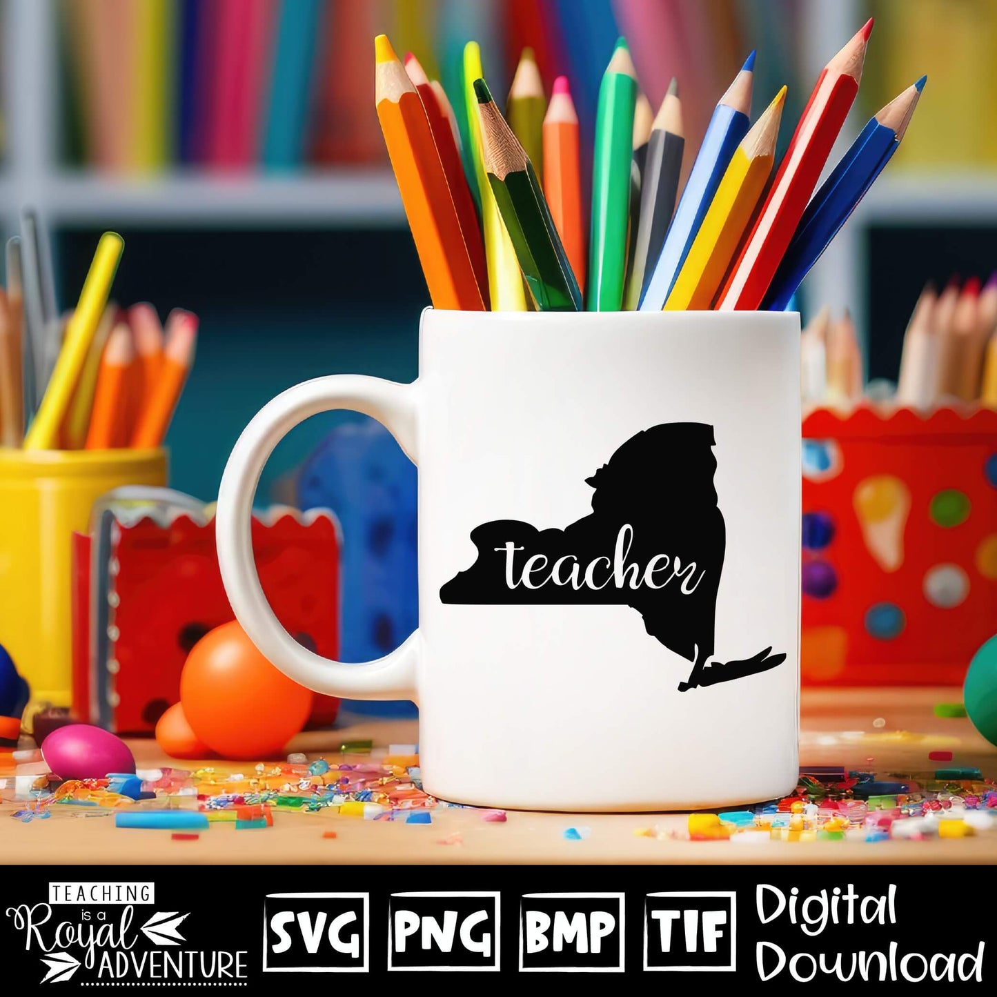 New York Teacher SVG, teacher Svg, teacher state Svg, teacher shirt Svg, teacher Png, Digital Download Files, Sublimation Designs