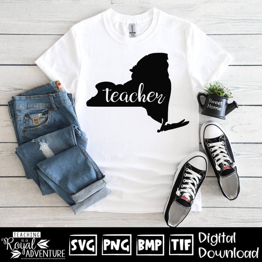 New York Teacher SVG, teacher Svg, teacher state Svg, teacher shirt Svg, teacher Png, Digital Download Files, Sublimation Designs