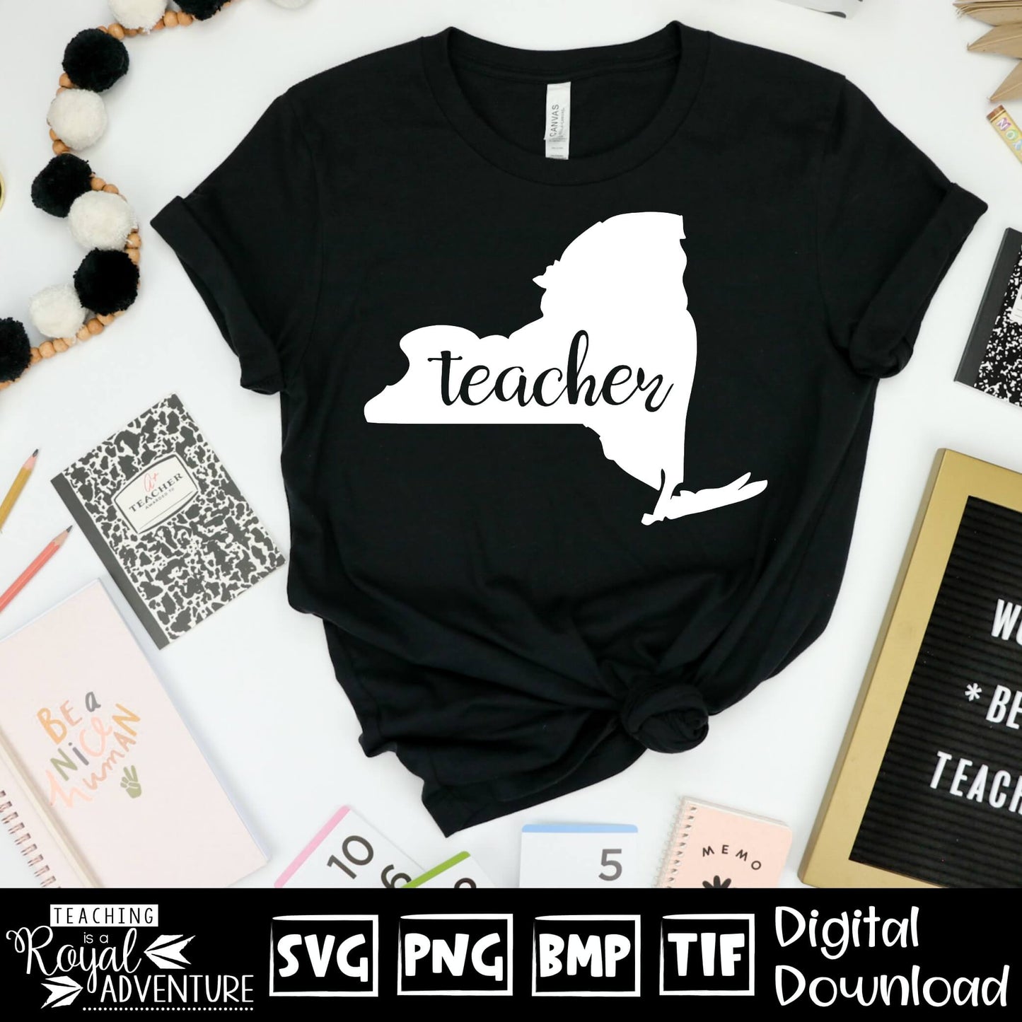 New York Teacher SVG, teacher Svg, teacher state Svg, teacher shirt Svg, teacher Png, Digital Download Files, Sublimation Designs