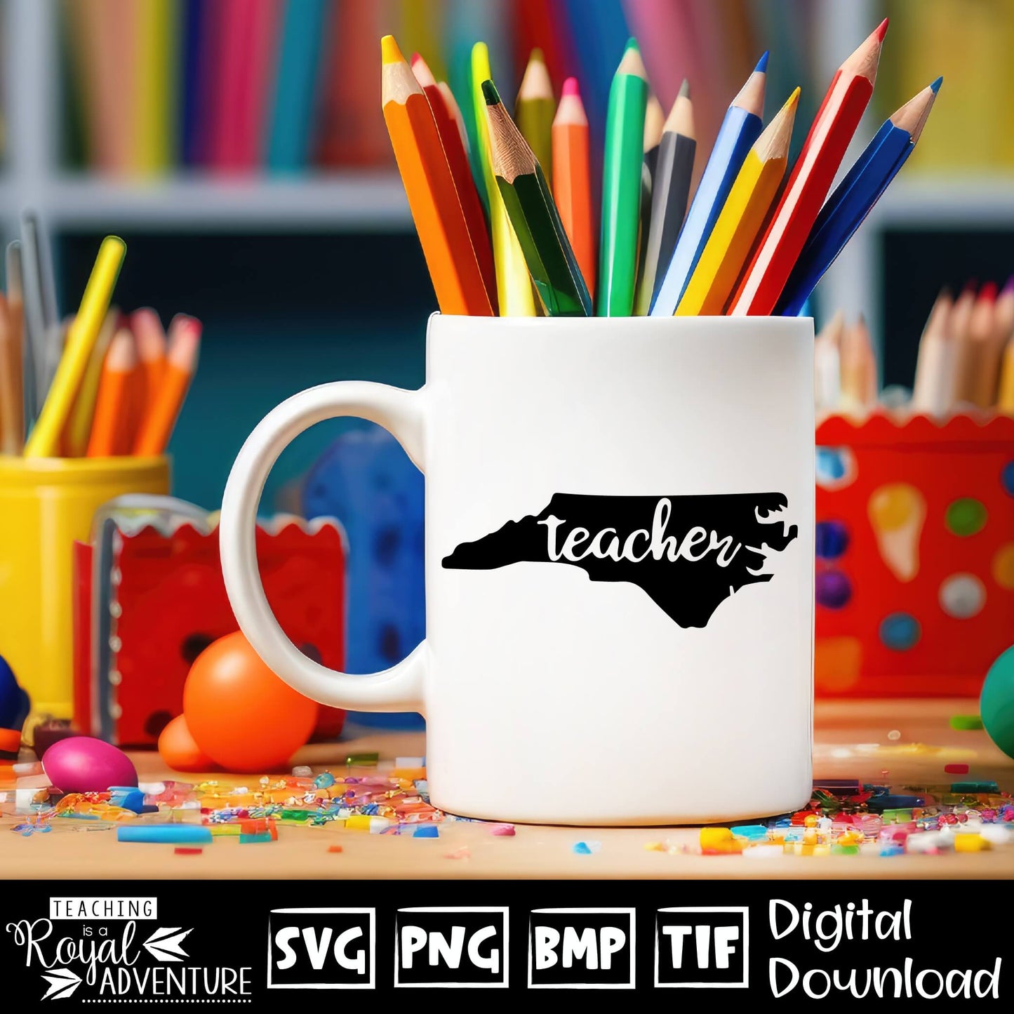 North Carolina Teacher SVG, teacher Svg, teacher state Svg, teacher shirt Svg, teacher Png, Digital Download Files, Sublimation Designs