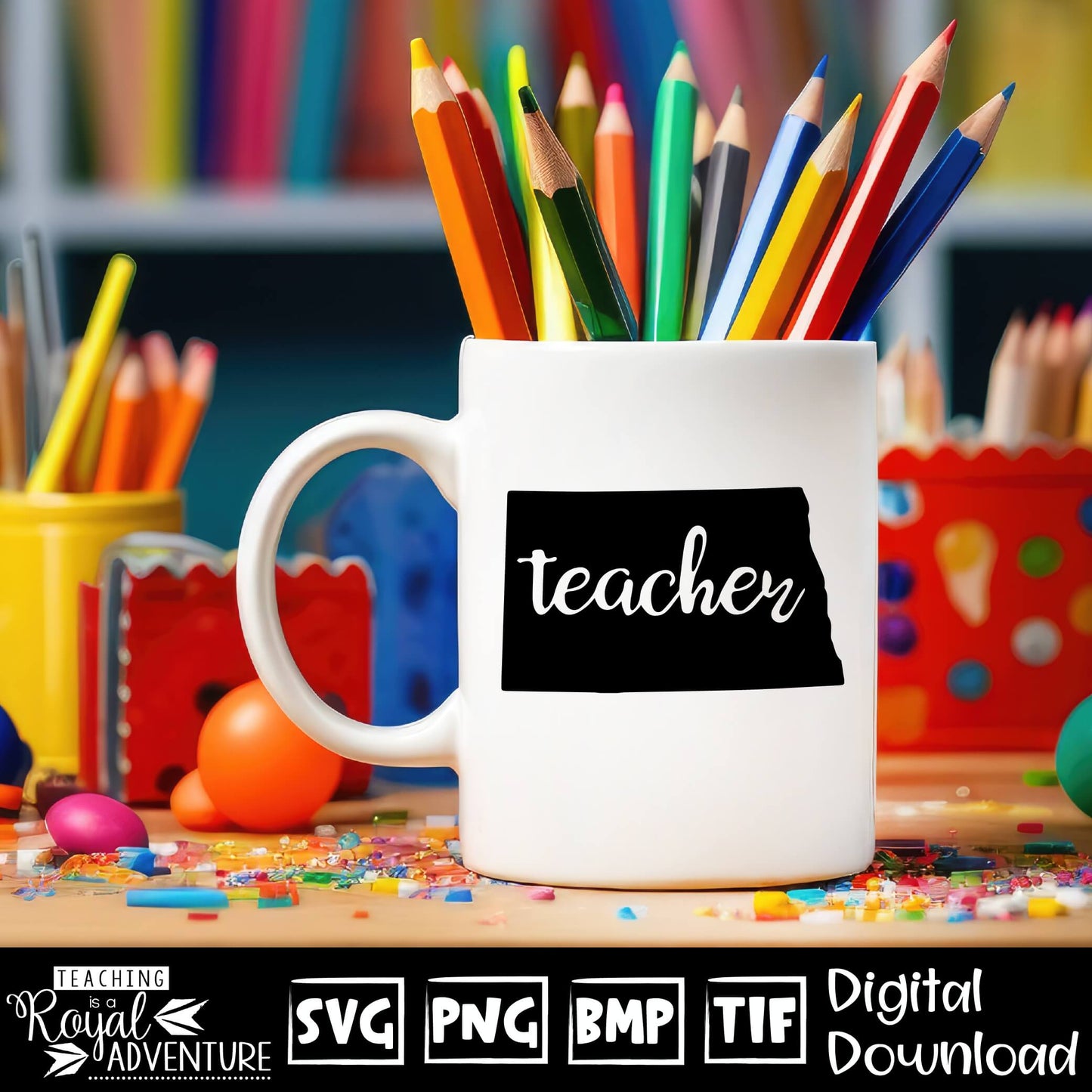 North Dakota Teacher SVG, teacher Svg, teacher state Svg, teacher shirt Svg, teacher Png, Digital Download Files, Sublimation Designs