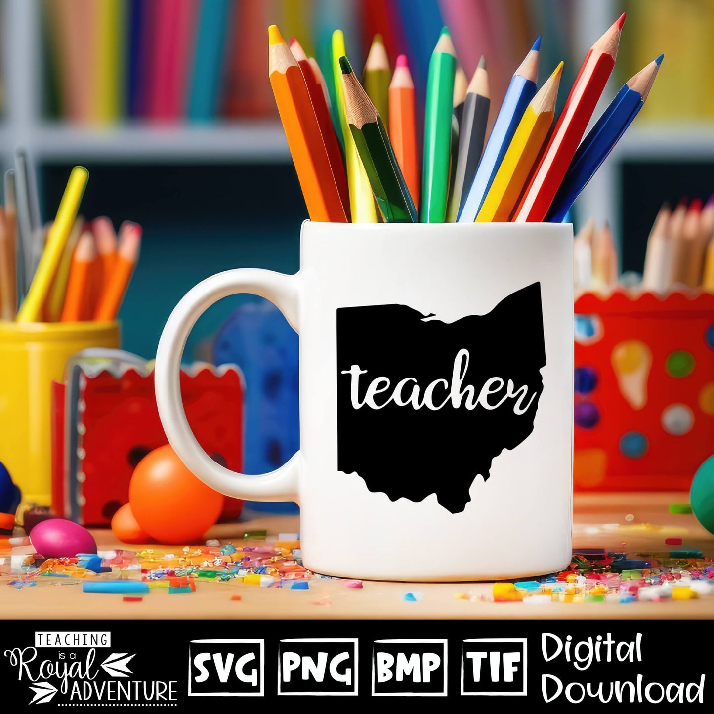 Ohio Teacher SVG, teacher Svg, teacher state Svg, teacher shirt Svg, teacher Png, Digital Download Files, Sublimation Designs