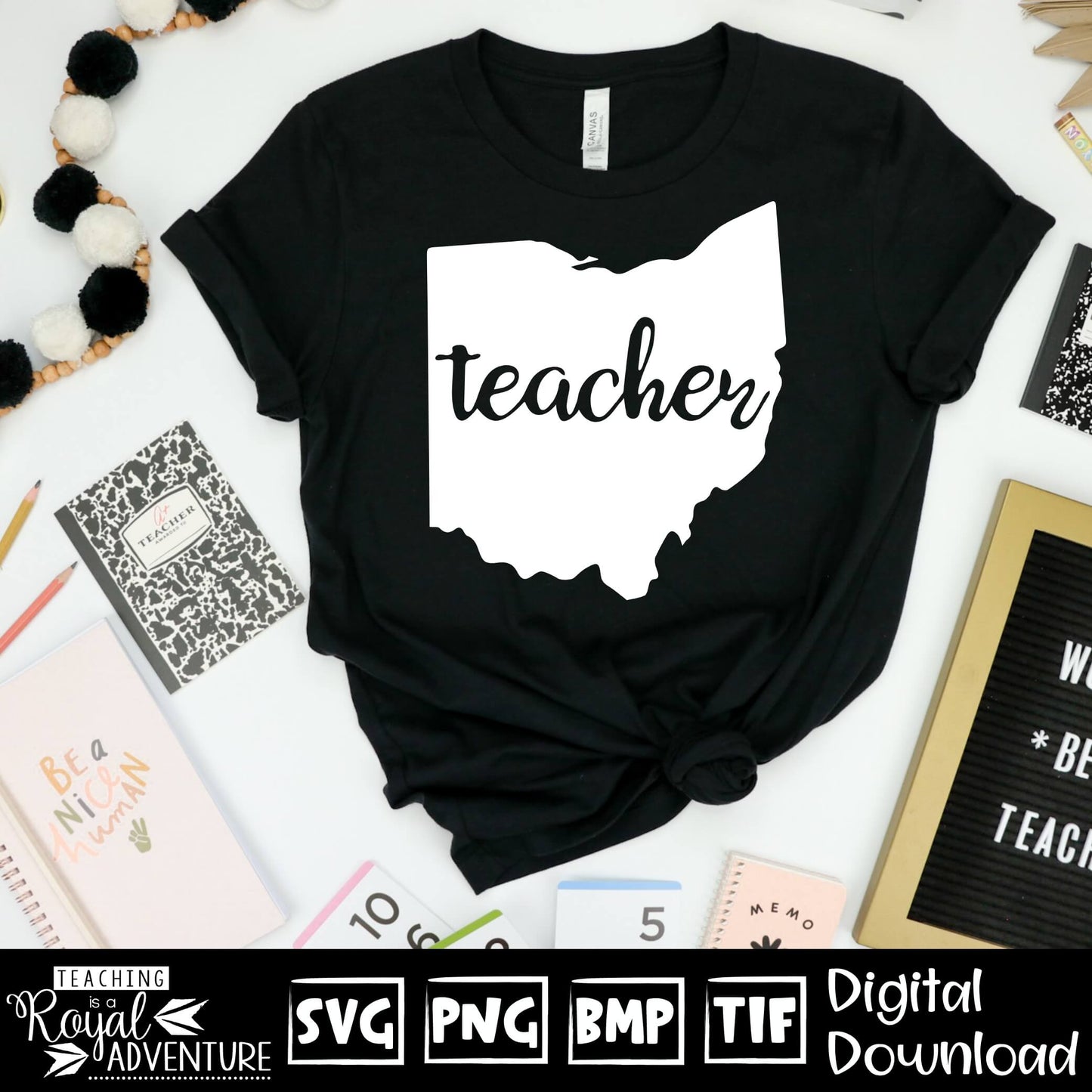 Ohio Teacher SVG, teacher Svg, teacher state Svg, teacher shirt Svg, teacher Png, Digital Download Files, Sublimation Designs