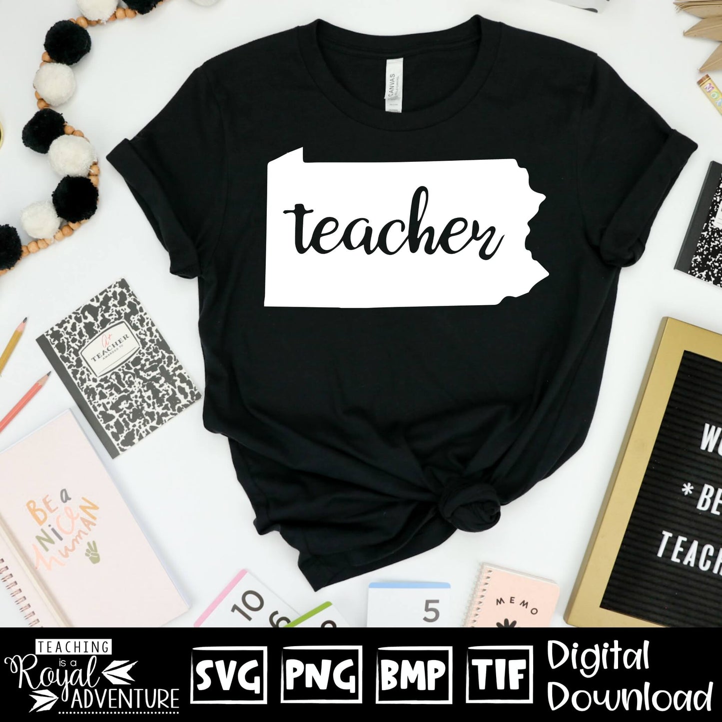 Pennsylvania Teacher SVG, teacher Svg, teacher state Svg, teacher shirt Svg, teacher Png, Digital Download Files, Sublimation Designs