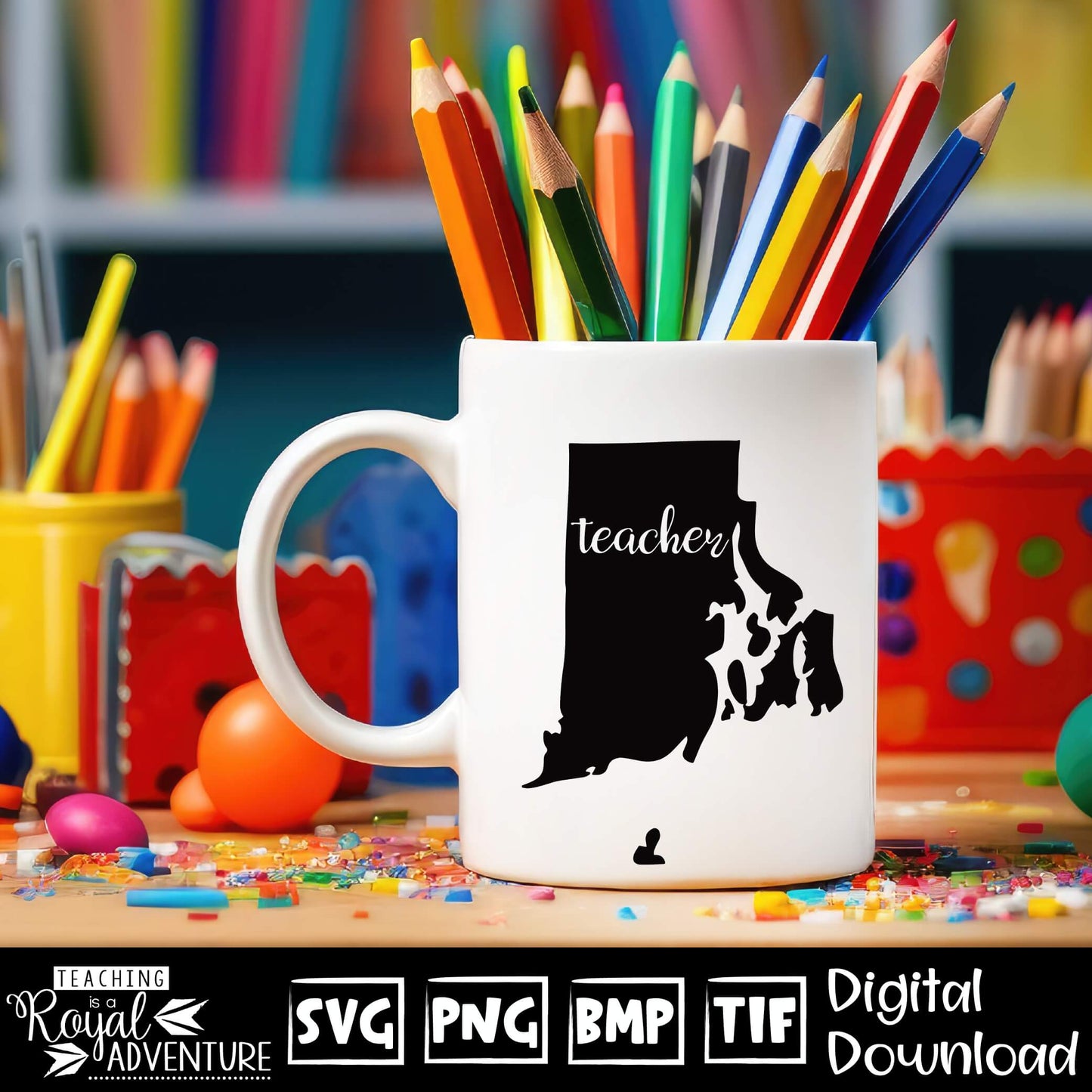Rhode Island Teacher SVG, teacher Svg, teacher state Svg, teacher shirt Svg, teacher Png, Digital Download Files, Sublimation Designs