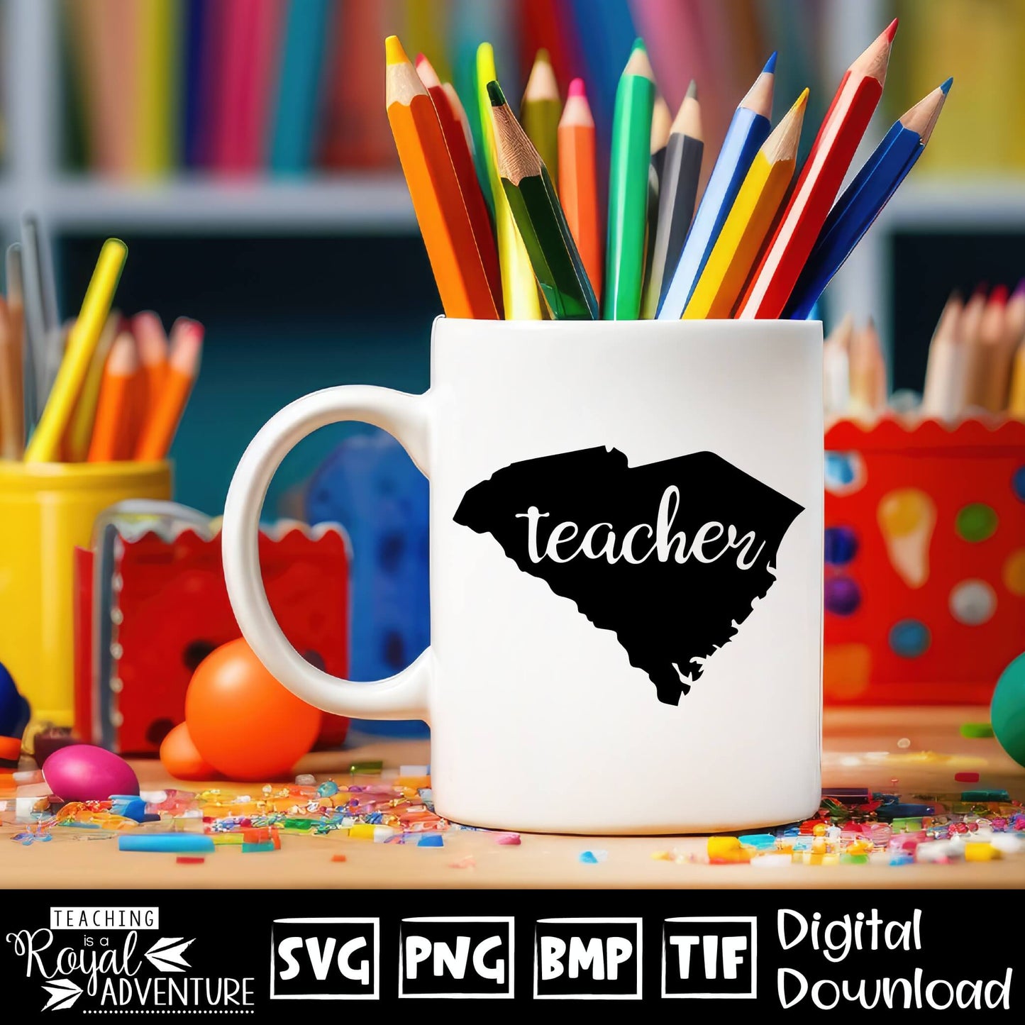 South Carolina Teacher SVG, teacher Svg, teacher state Svg, teacher shirt Svg, teacher Png, Digital Download Files, Sublimation Designs