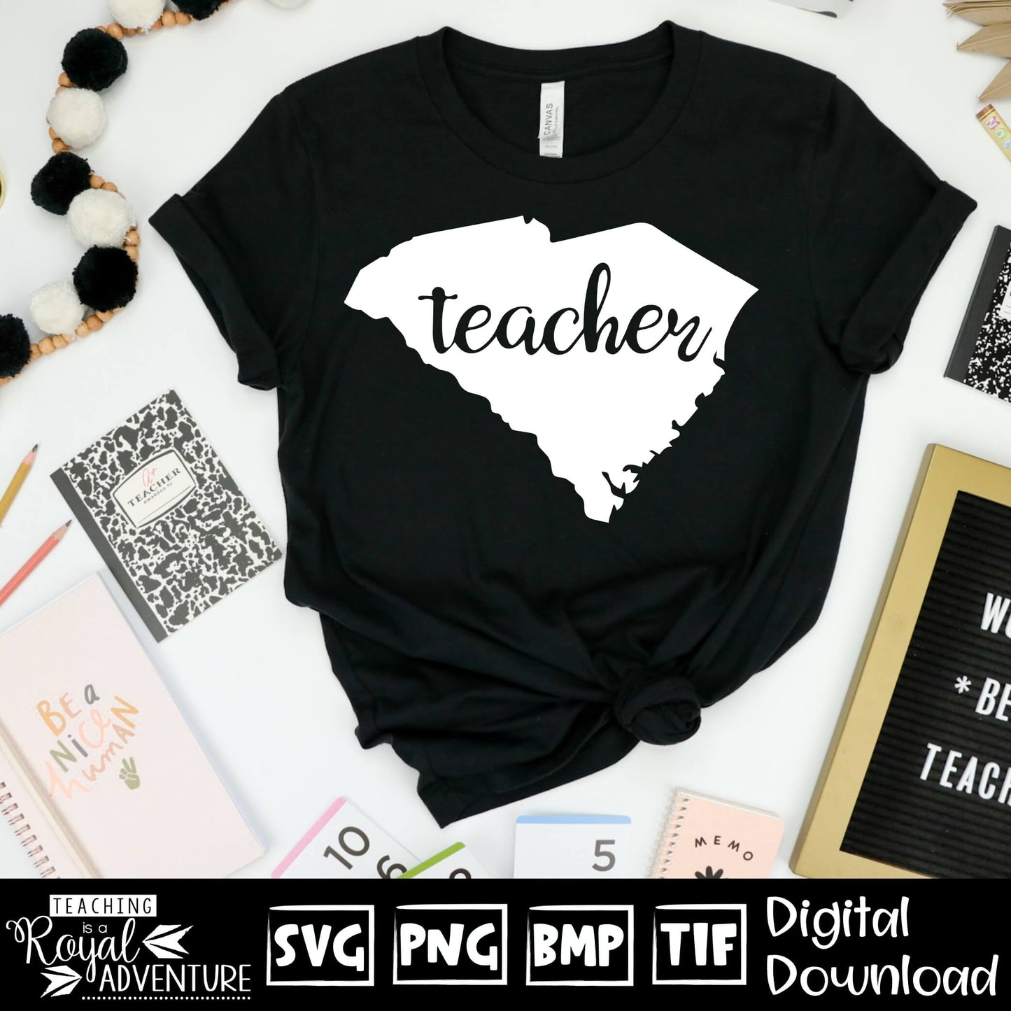 South Carolina Teacher SVG, teacher Svg, teacher state Svg, teacher shirt Svg, teacher Png, Digital Download Files, Sublimation Designs