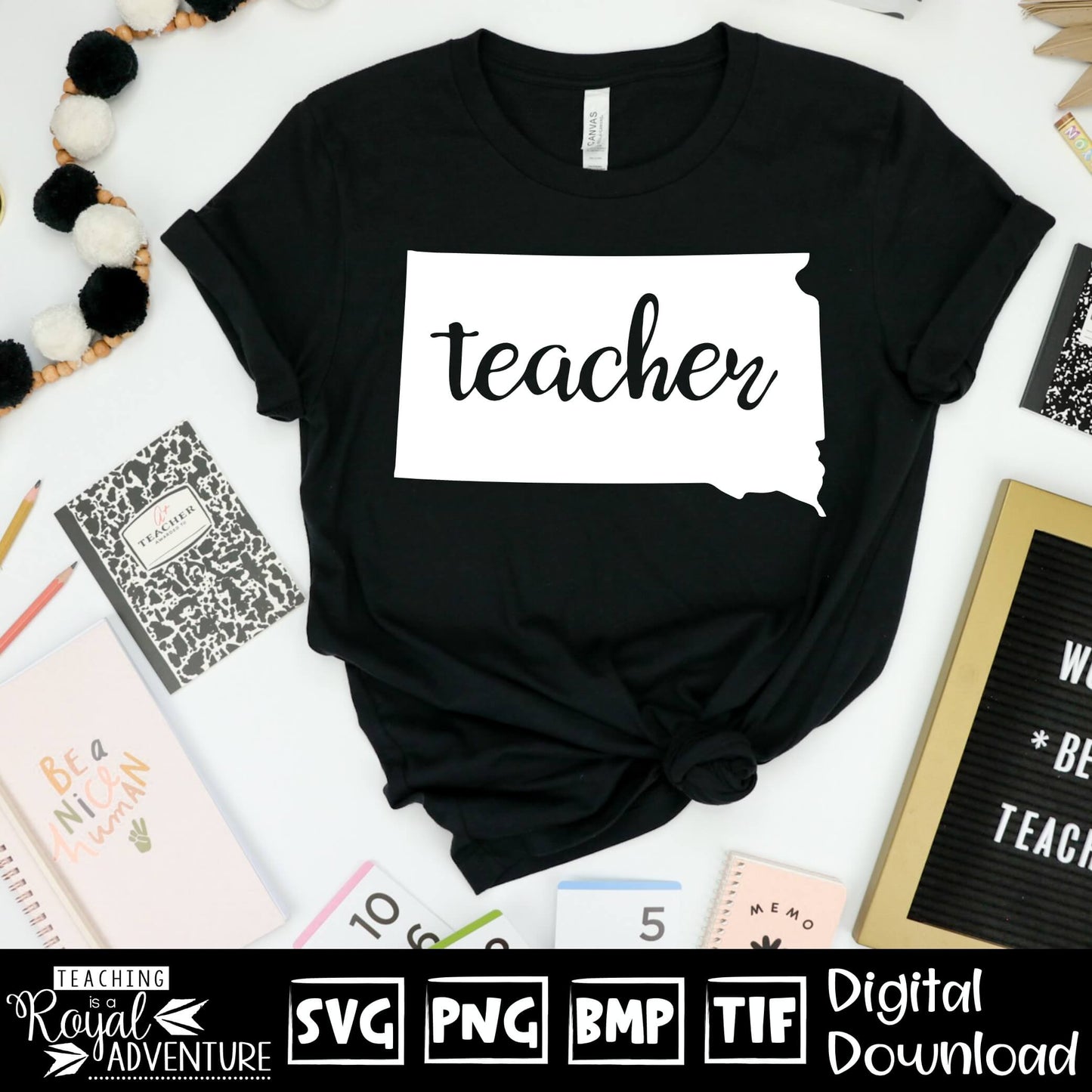 South Dakota Teacher SVG, teacher Svg, teacher state Svg, teacher shirt Svg, teacher Png, Digital Download Files, Sublimation Designs