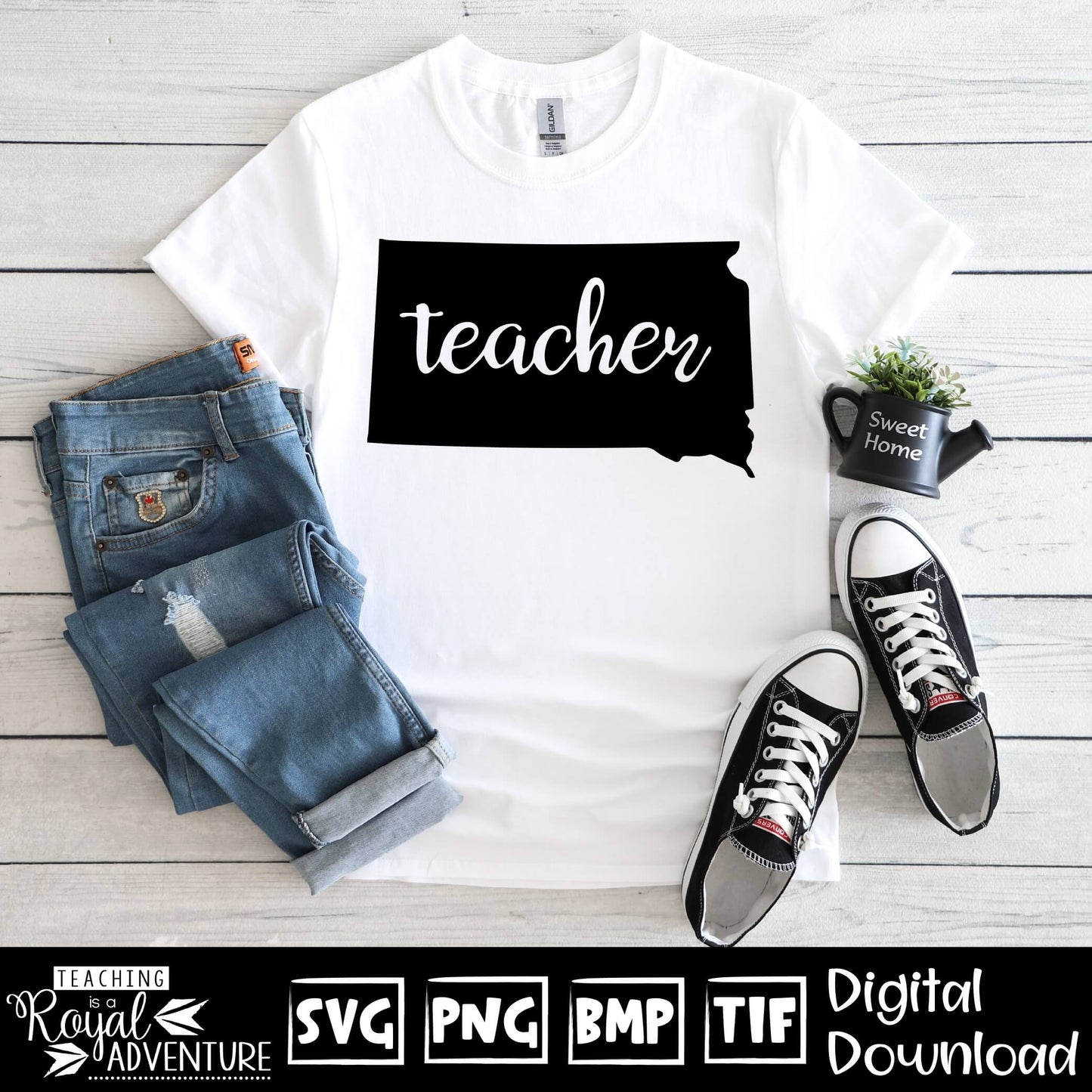 South Dakota Teacher SVG, teacher Svg, teacher state Svg, teacher shirt Svg, teacher Png, Digital Download Files, Sublimation Designs