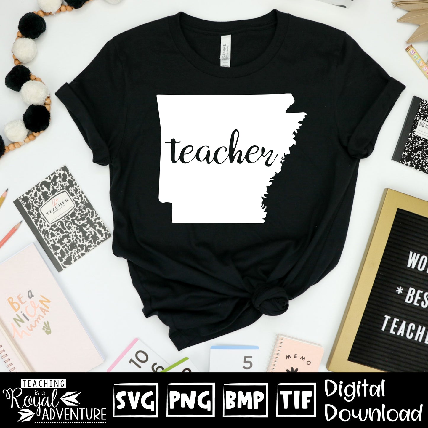 Arkansas Teacher SVG, teacher Svg, teacher state Svg, teacher shirt Svg, teacher Png, Digital Download Files, Sublimation Designs