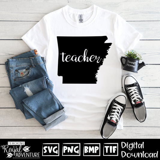 Arkansas Teacher SVG, teacher Svg, teacher state Svg, teacher shirt Svg, teacher Png, Digital Download Files, Sublimation Designs