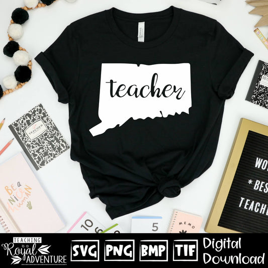 Connecticut Teacher SVG, teacher Svg, teacher state Svg, teacher shirt Svg, teacher Png, Digital Download Files, Sublimation Designs