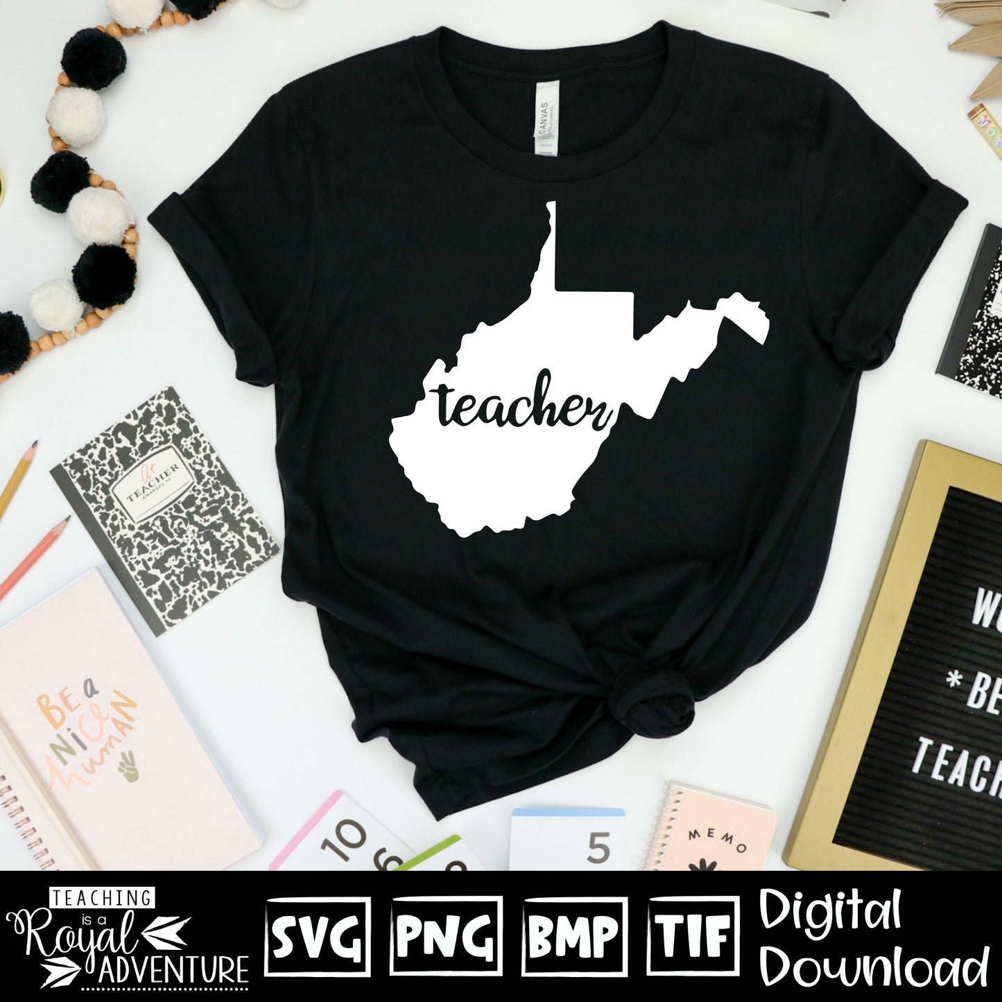 West Virginia Teacher SVG, teacher Svg, teacher state Svg, teacher shirt Svg, teacher Png, Digital Download Files, Sublimation Designs