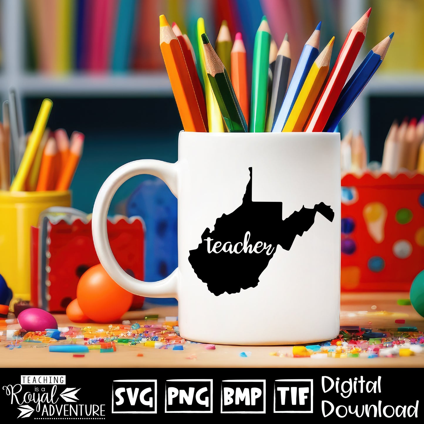 West Virginia Teacher SVG, teacher Svg, teacher state Svg, teacher shirt Svg, teacher Png, Digital Download Files, Sublimation Designs